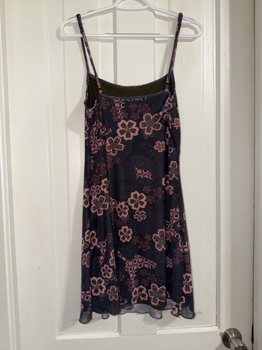 Women's size large Floral Slip Dress in Black with Pink Accents cute summer boho - Picture 2 of 5